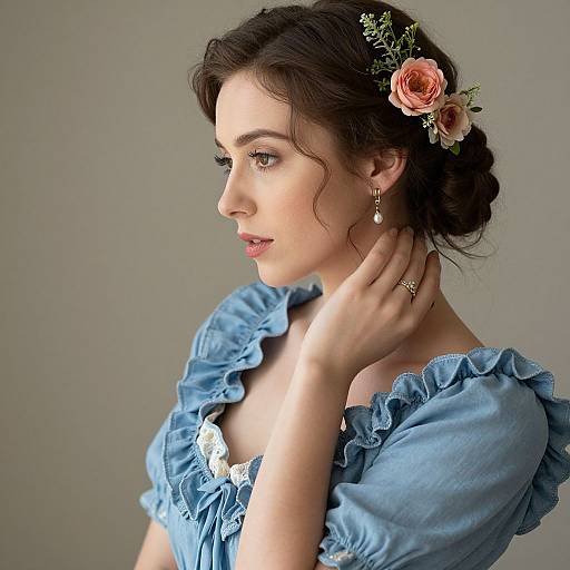 Vintage Blue Dress Elegance Portrait