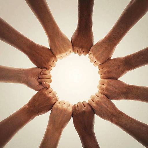 Diverse Hands United in Circle