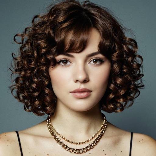 Portrait of woman with layered curly bob haircut