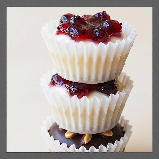 Stacked Mini Cheesecakes with Berry Jam and Chocolate