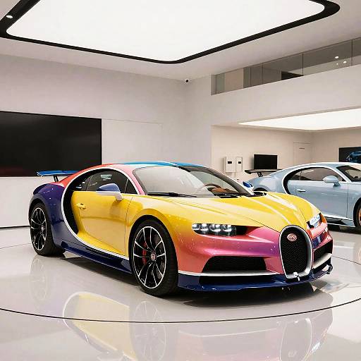 Rainbow Bugatti in Luxury Showroom