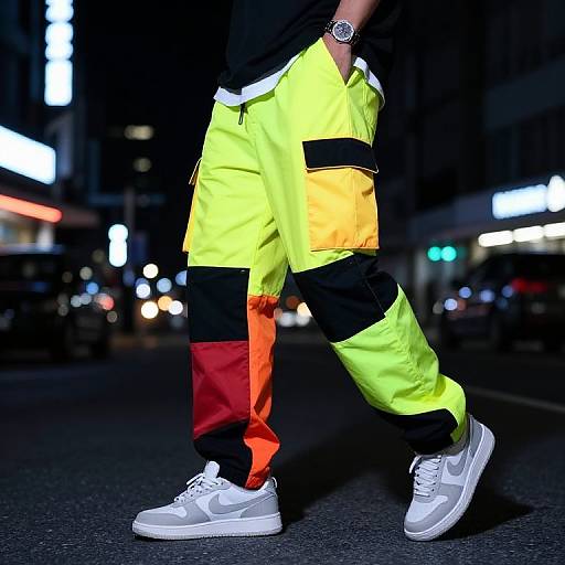 Neon Urban Streetwear Cargo Pants