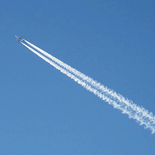 Minimalist Airplane with Contrail in Blue Sky