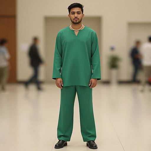 Green Robed Male with Jewelry