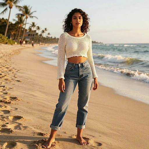 Sunset Beach Portrait of Young Woman