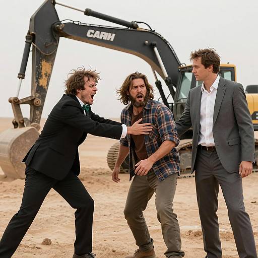 Conflict Among Men in Desert Construction Site