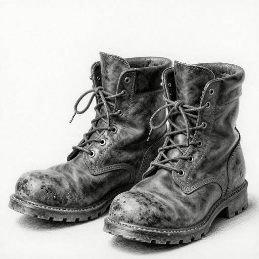 Hyperrealistic Pencil Study of Work Boots