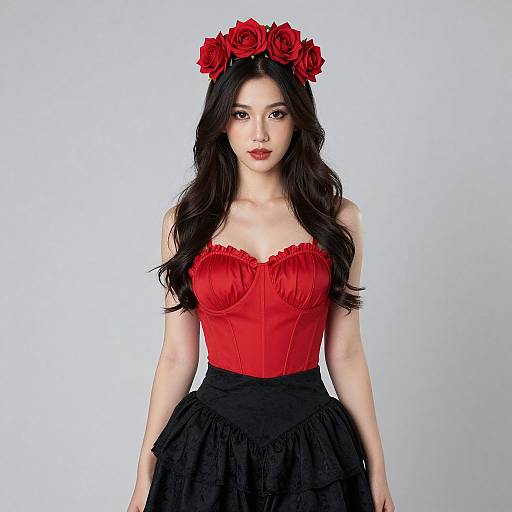 Red Rose Woman Costume Design