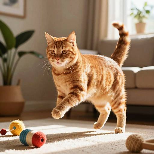 Playful Orange Cat in Cozy Room
