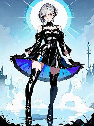 Dark Fantasy Woman in Glossy Leather Dress