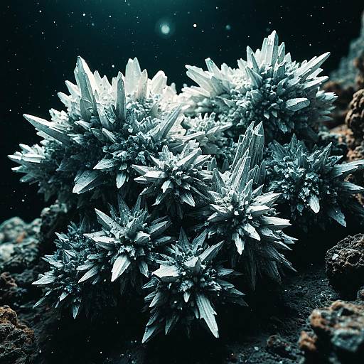 Luminous Crystalline Cluster with Vintage Film Effect