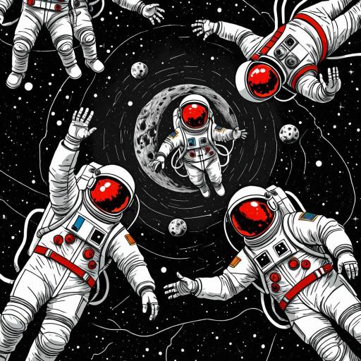 Surreal Astronauts Floating in Space