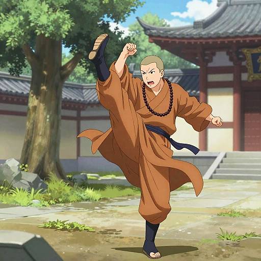 Agile Monk High Kick Anime Scene