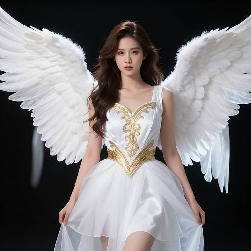 Elegant Female Angel in White Dress