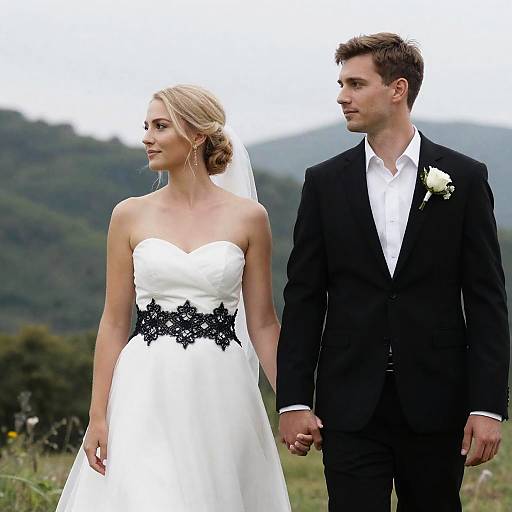 Elegant Outdoor Wedding Scene with Couple