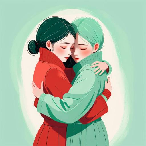 Two Women Embracing in Cozy Sweaters