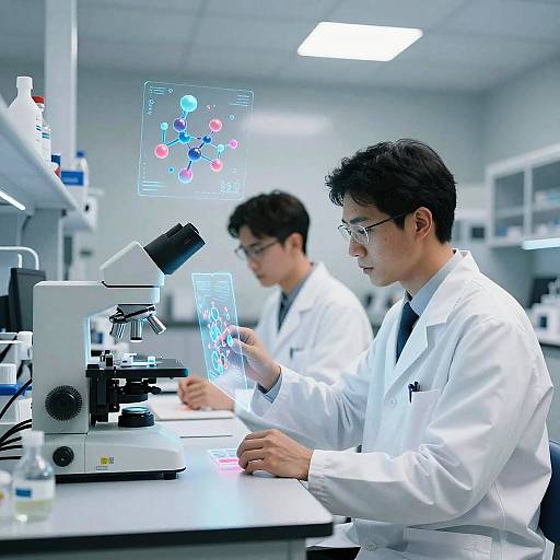 Scientist Analyzing Samples with Holograms