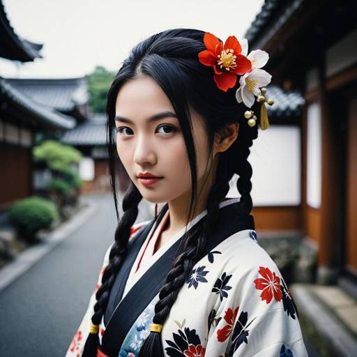 Asian Woman in Traditional Japanese Kimono