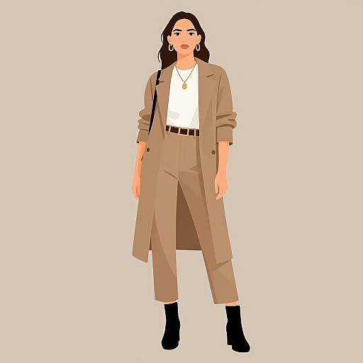 Stylish Urban Woman in Brown Outfit