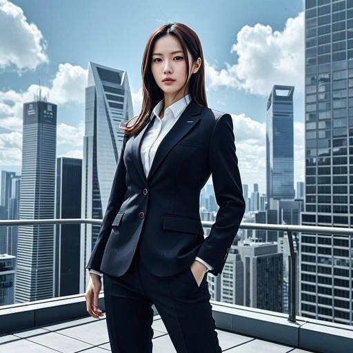 Confident Businesswoman on Skyscraper Rooftop