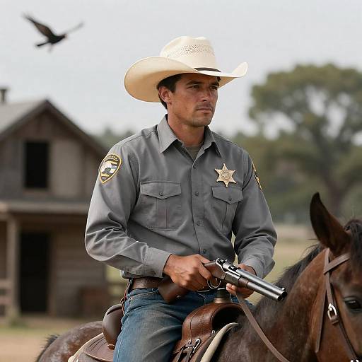 Cowboy Sheriff on Horseback Portrait