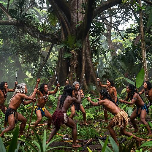 Primitive Jungle Hunt with Early Humans