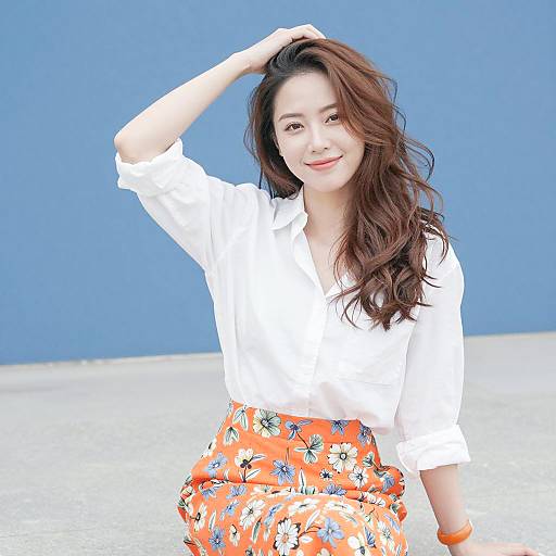 Casual Portrait of Smiling Asian Woman