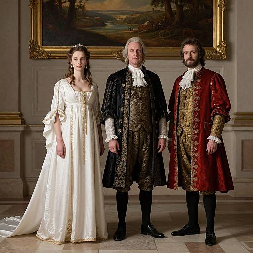 Elegant Period Portrait with Three Figures