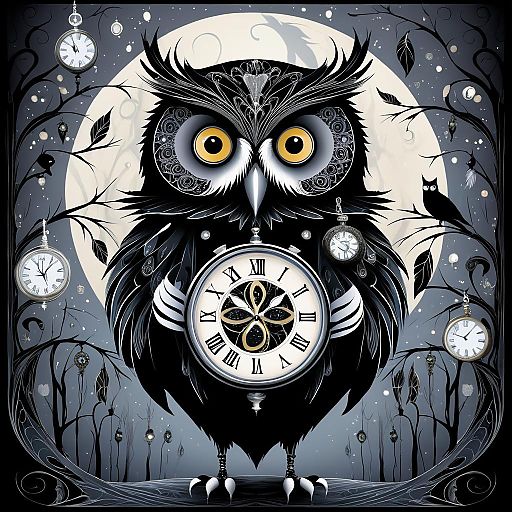 Eccentric Owl in Whimsical Wonderland Eccentric Owl in Whimsical Wonderland