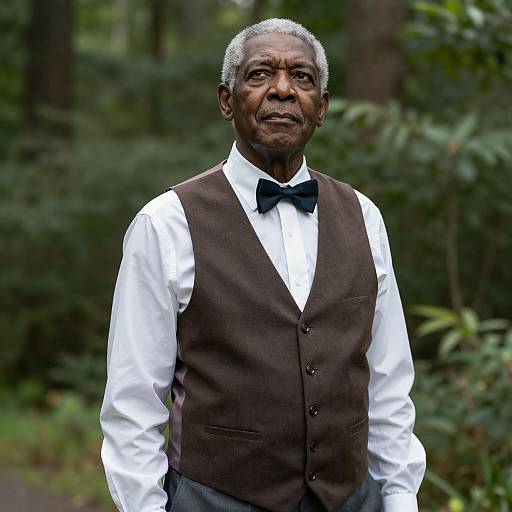 Serious Older Man in Forest