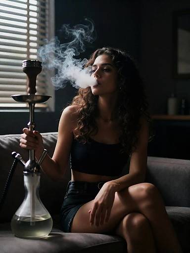 Moody Night Shisha Portrait with Smoke