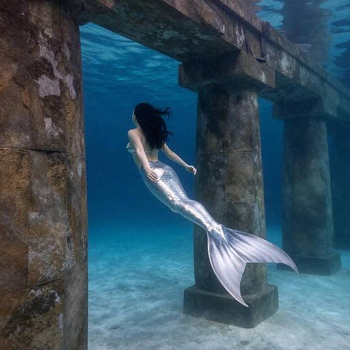Silver-Tailed Mermaid by Ancient Pillars