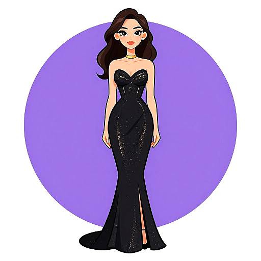 Elegant Woman in Gold-Accented Gown