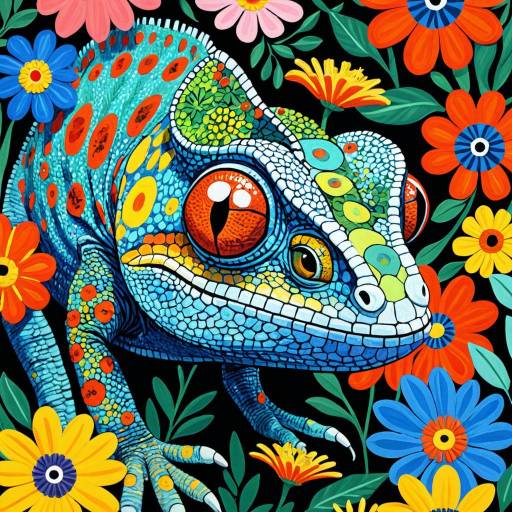Vibrant Chameleon Portrait in Pixar Style