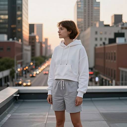 City Worker at Golden Hour Rooftop
