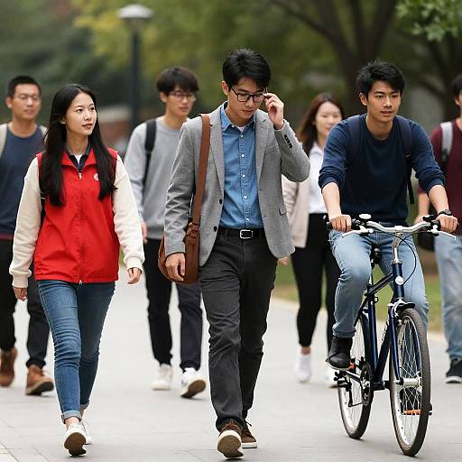Diverse Group on Campus Path