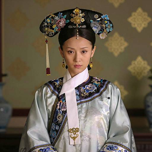 Regal Asian Woman in Traditional Costume