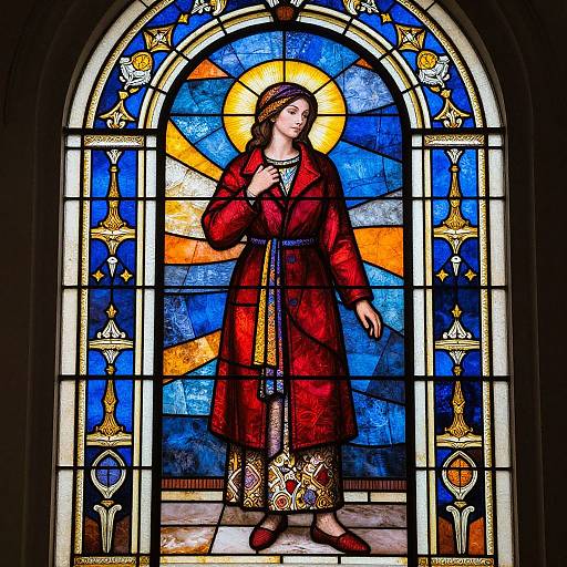 Stained-Glass Woman in Vibrant Arch