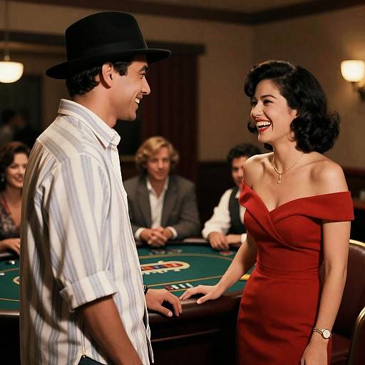 Lively Vintage Casino Scene with Laughter