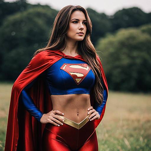 Woman in Superwoman Costume Outdoors