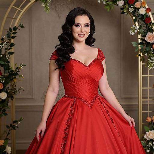 Stunning Woman in Red Wedding Dress