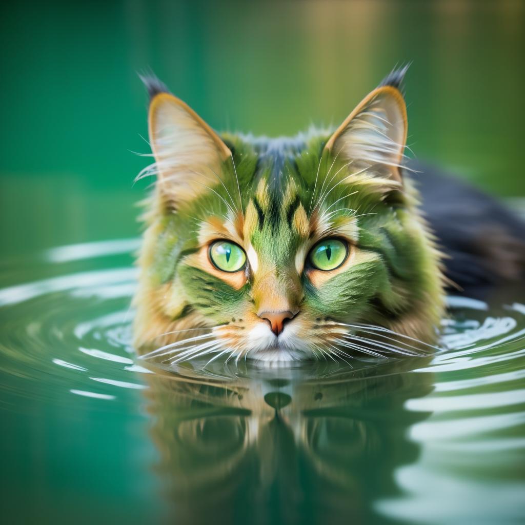 Elegant Cat Portrait in Water