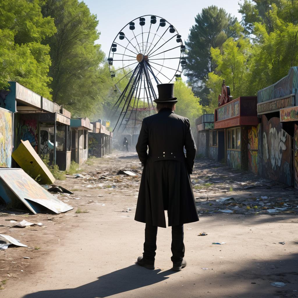 Gothic Street Magician in Abandoned Park