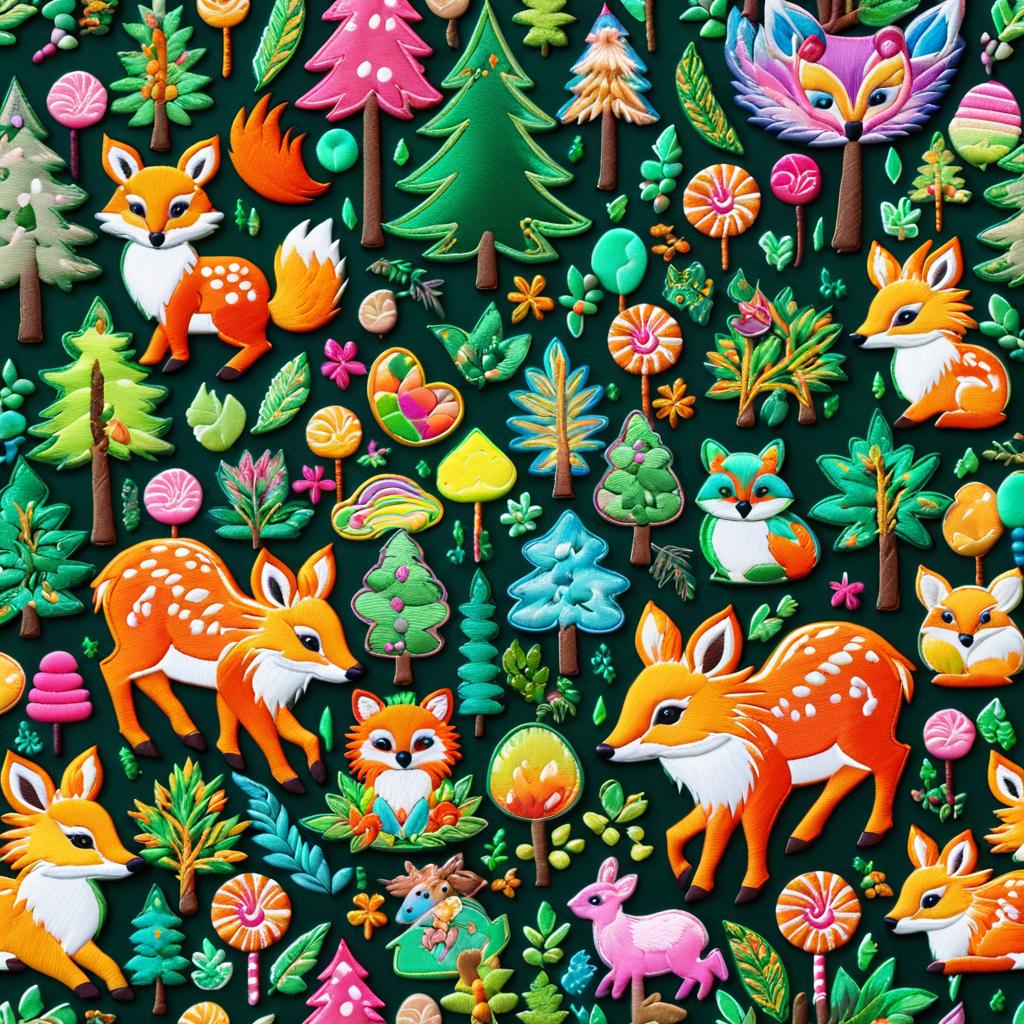 Whimsical Candy Art Forest Animal Patch