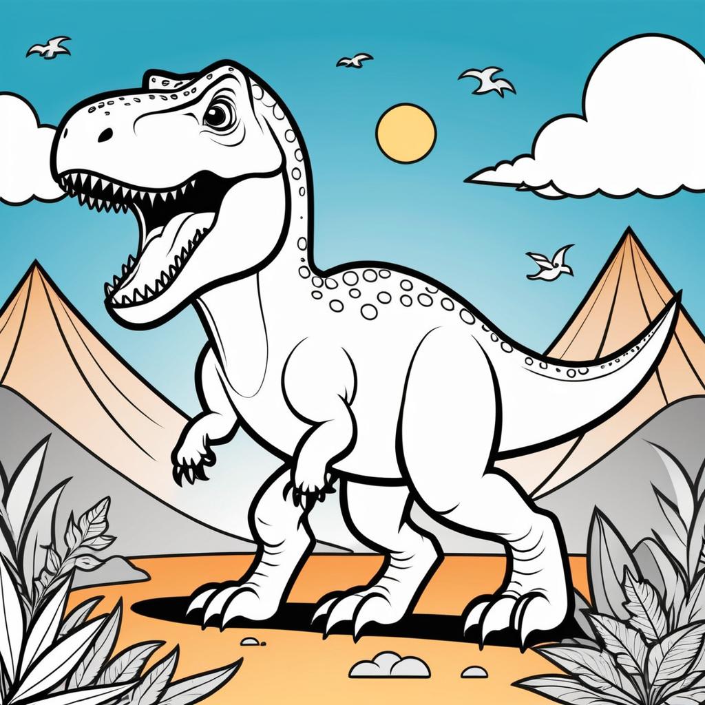 Cute Tyrannosaurus Rex Coloring Page