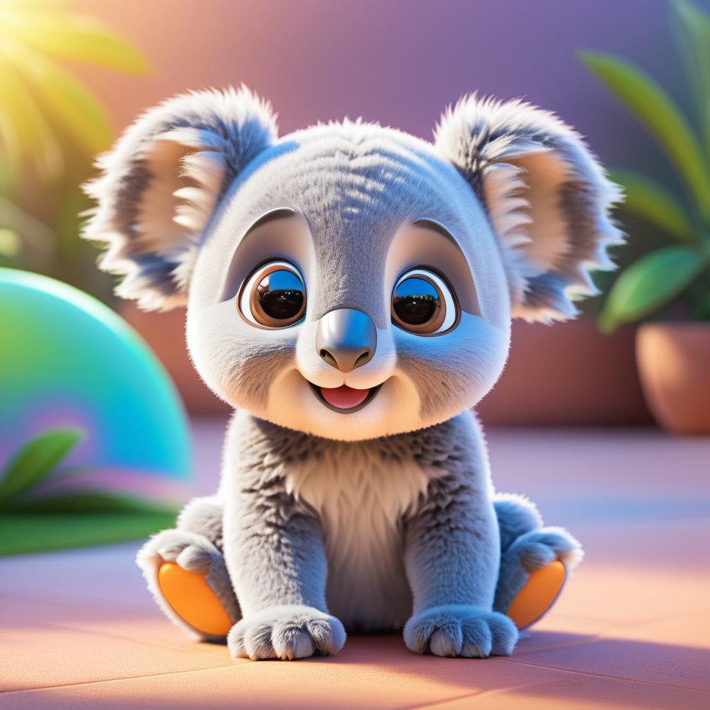 Adorable Pixar-Style Baby Koala Illustration