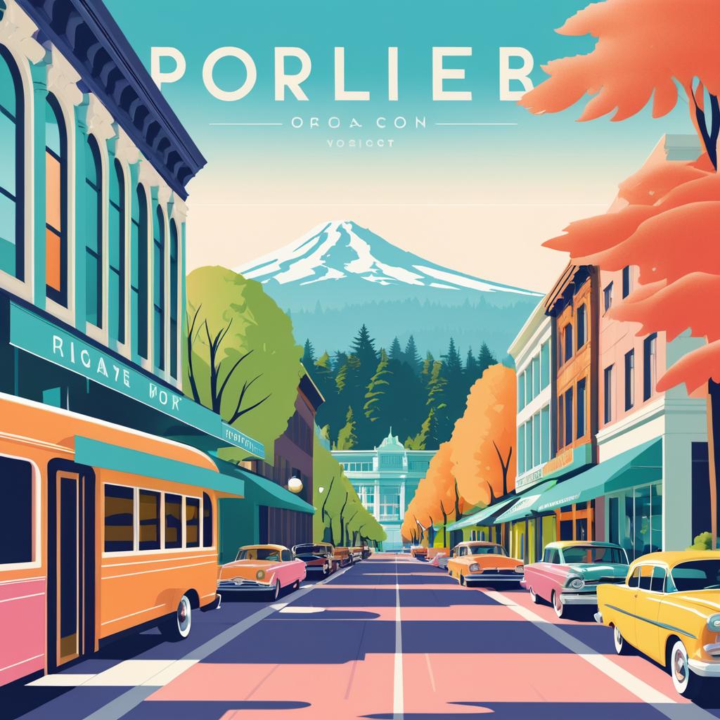 Vintage Inspired Travel Poster for Portland