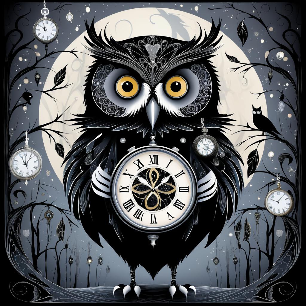 Eccentric Owl in Whimsical Wonderland