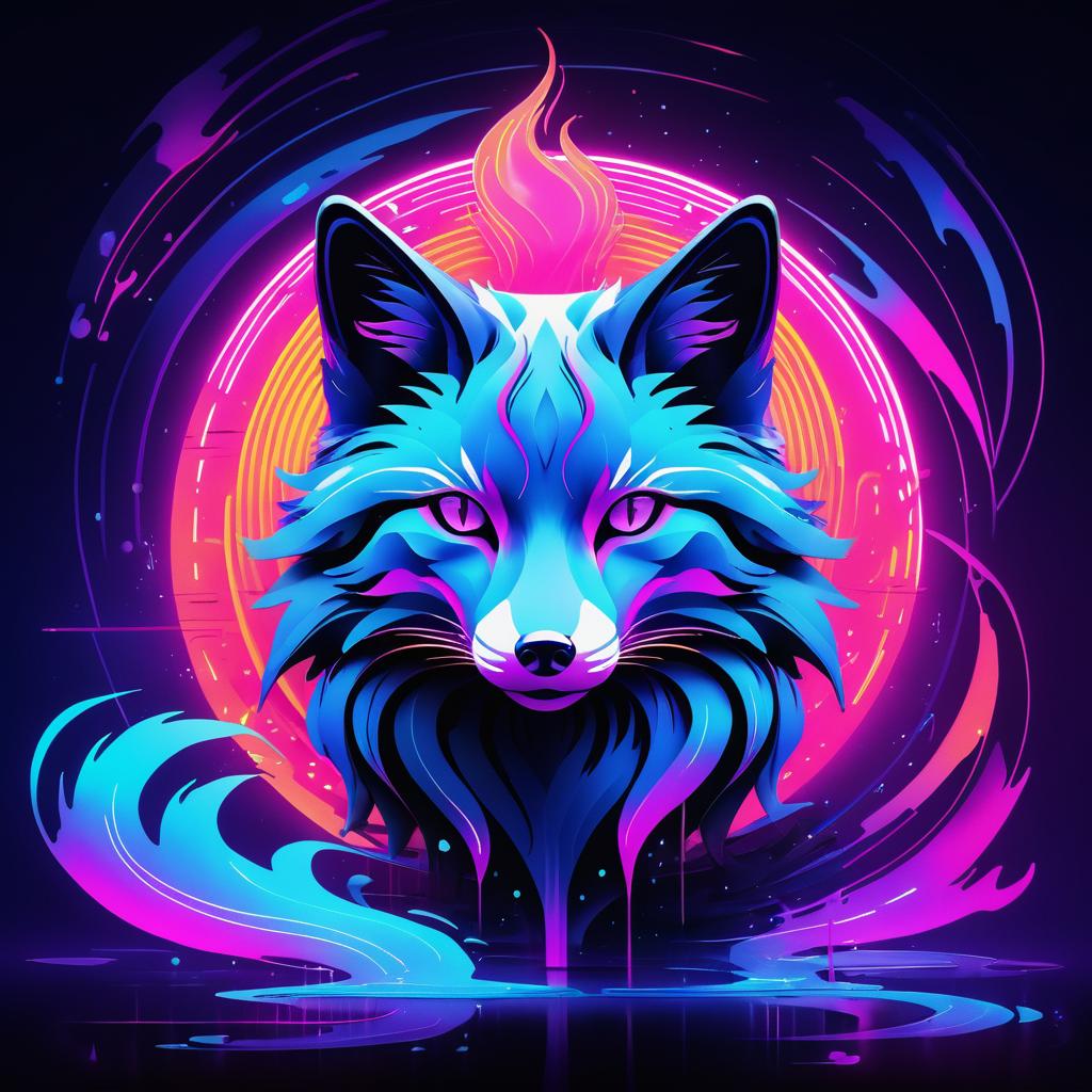 Mystical Fox Spirit in Cyberpunk Paradise