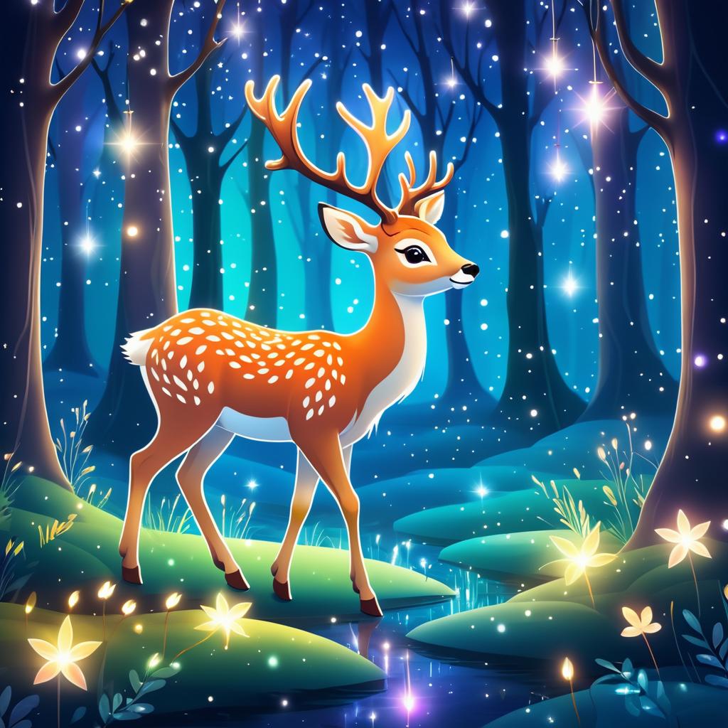 Whimsical Deer in Enchanted Forest